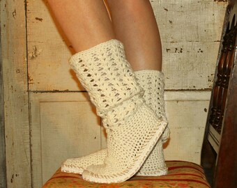 Crochet Boot PatternGRANNY SQUARE SLIPPER Boots by OnWillowLane