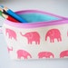Zippered Pencil Case / Pouch - Pink Elephants