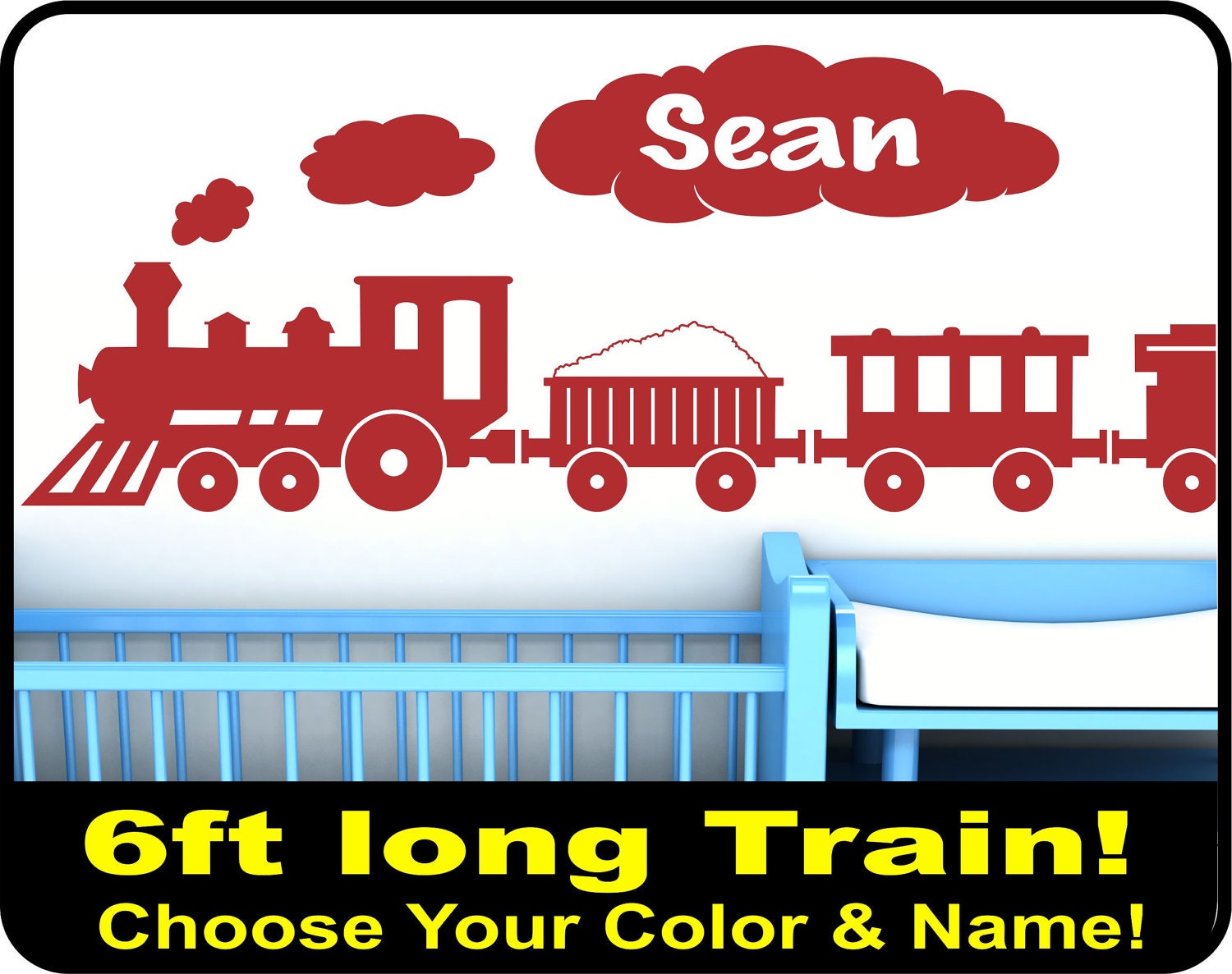 Personalized LARGE Train Wall Decal for boys nursery vinyl
