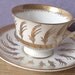 vintage gold tea cup and saucer set, EB Foley English bone china tea set, art deco, gold white cup