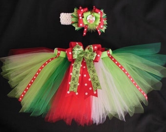 The Grinch inspired tutu set, custom made in your choice of size Newborn-4t