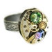 Women's STEAMPUNK Ring Jewelry - Watch Movement TORCH SOLDERED - Juvenia w/ Amazing Color & Peridot Swarovski Crystal