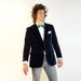 indigo blue velvet blazer slimfit 36R 38S short