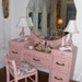 Vintage Dresser Vanity with Mirror and Stool in Shabby Chic Handpainted Pink