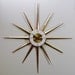 Midcentury Modern Clock Starburst Clock, Atomic Wall Clock, Brass-tone Rays,Sunburst Design Modern Wall Clock, Battery Operated