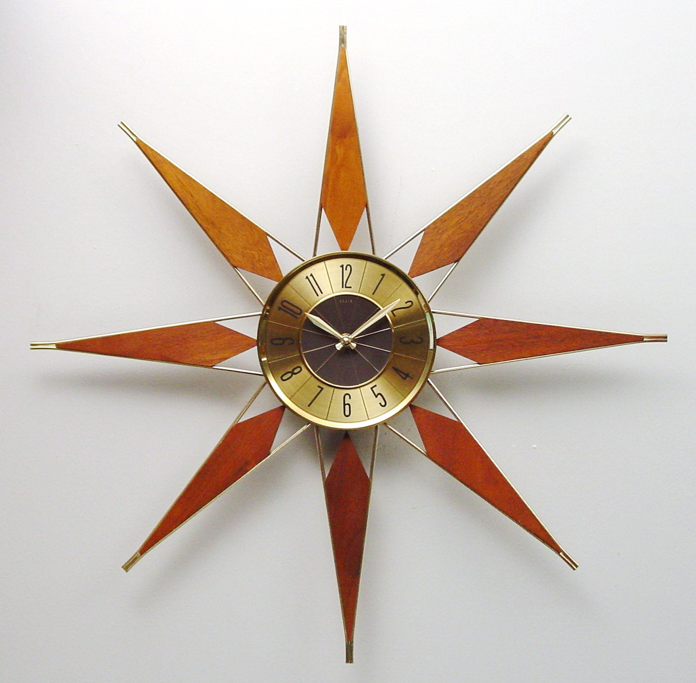 Mid Century Modern Starburst Clock by Elgin Atomic Wall