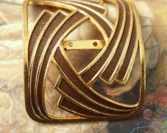 Vintage Very Deco Cold Enamel Original Brass Buckle