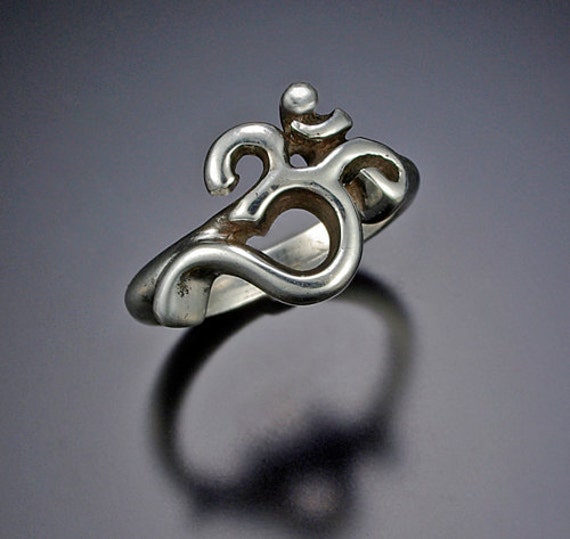 Om Ring, Sterling Silver with No Stone Setting