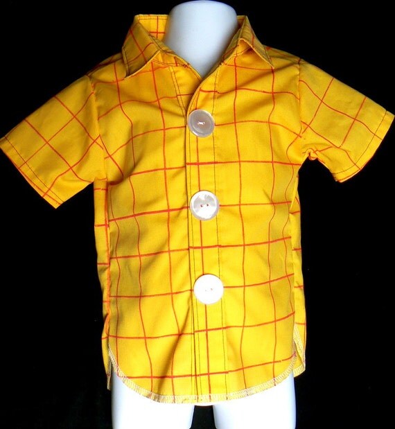 yellow shirt with red stripes woody