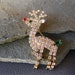Rudolph Red Nosed Reindeer Vintage Rhinestone Brooch