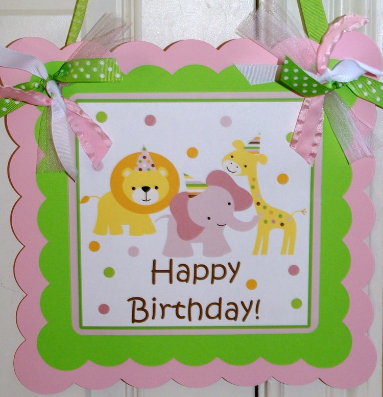 Sweet Safari Pink Baby Animals Sweet at One by ThePartyPaperFairy