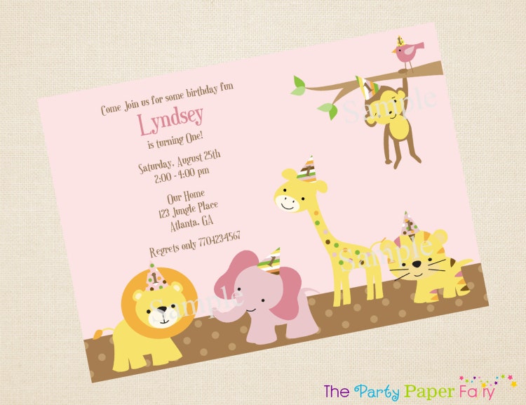 Sweet Safari Pink Baby Animals Sweet at One by ThePartyPaperFairy