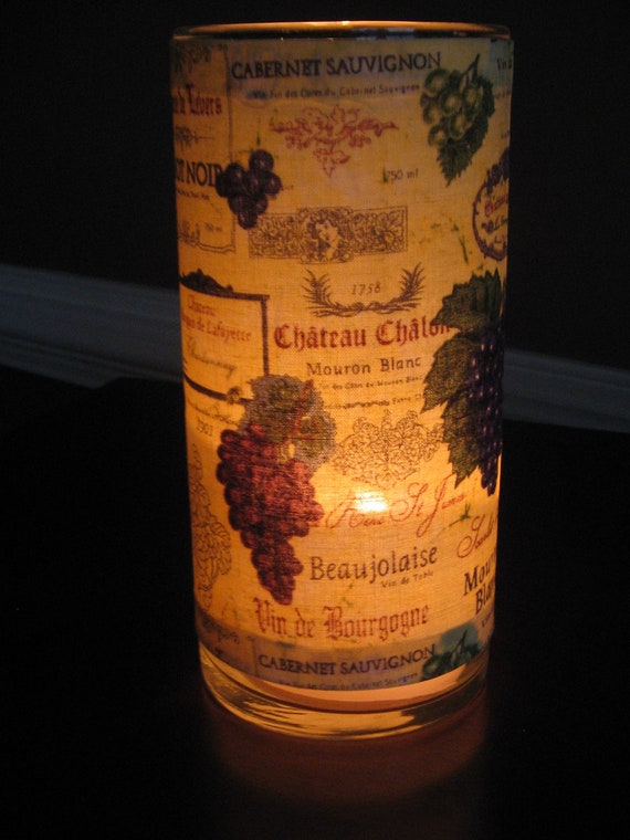 Vineyard  Wine Label  Decorative Candle Holder French Tuscan Home Decor Holiday Hostess Gift