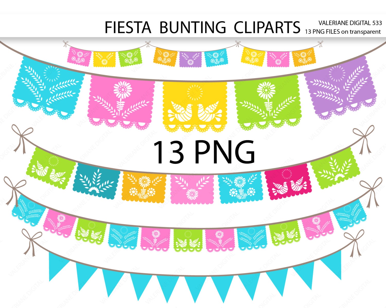 Fiesta Digital bunting clipart mexican clip art clipart for
