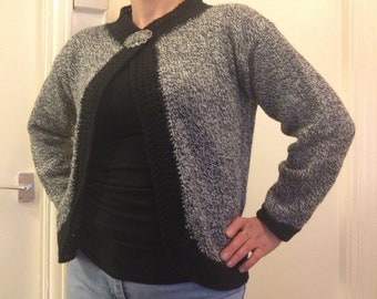 Hand knitted Cardigan Sweater (Brooch not included).Hand knit Women Sweater.