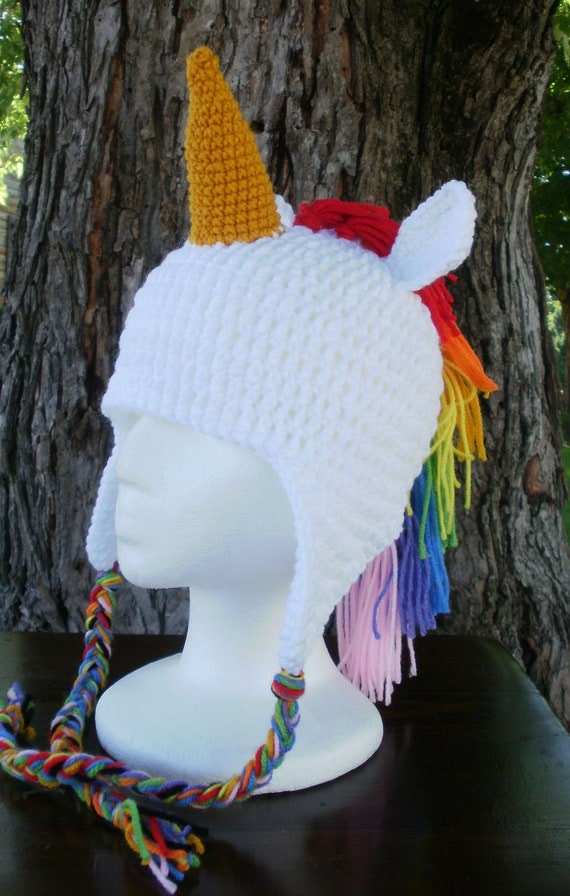 Unicorn Crochet Earflap Hat