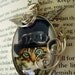 Steamunk Cat Necklace (N135) - Pendant - Artwork under Glass Cabochon - Wings - Gear - Wire Wrapped