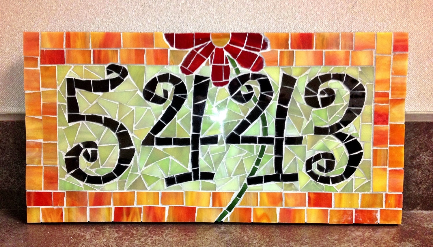 Custom Mosaic Address Plaque