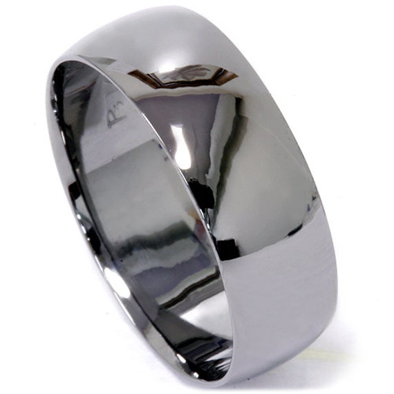Mens 14K Black Gold 8MM High Polished Wedding Ring Band Size 4-12