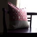 Mauve Recycled Vintage Obi Silk and Natural Linen Pillow Cushion Cover. 18x18'' (45x45cm)
