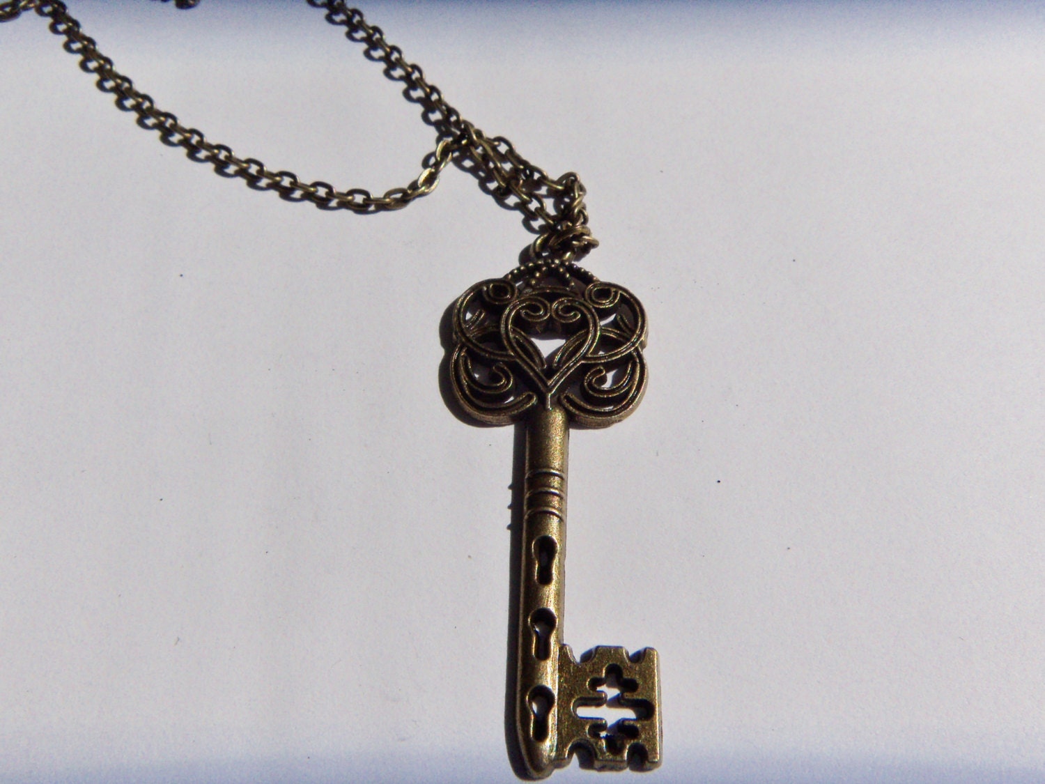 Items similar to Large Skeleton Key Necklace Antique Bronze on Etsy