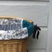 Dark Turquoise and Black and White Floral Bicycle Basket Liner