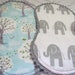 Baby burp cloths- set of 2- 10" x 18". Made with Michael Miller's 'backyard baby' and grey and white chevron. Backed with white chenille.