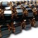 Czech Glass Cathedral Beads Smokey Blue and Gold Luster 8mm Fire Polished (10)