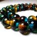 Glass Beads - topaz and Teal Round Beads (20 pcs) 10mm
