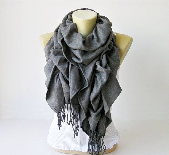 Scarf ,Ruffle scarf  ,Pashmina ruffle scarf ,long scarf, in dark grey  - CHOOSE YOUR COLOR