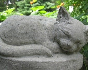 Concrete SLEEPING CAT Statue