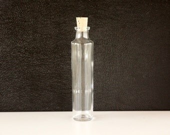Tall Clear Glass Cylinder Bottle / Vial with Cork (6.73" tall x 1.46" diameter) 4 ounce capacity