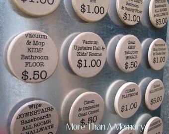 Set of (10) CUSTOM Chore Magnets: Custom Chore Chart System