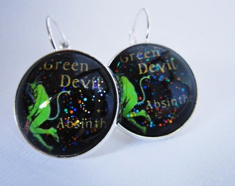 Green Devil Absinthe Mine Star Girl Earrings