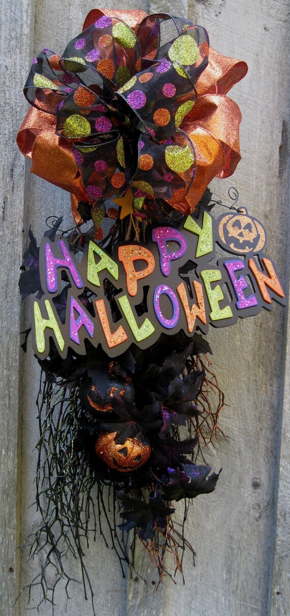 Halloween Wreath Pumpkin Swag Spooky Decoration Fall Swag