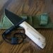 Handmade solid Oak knife with flint fire starter and sheath