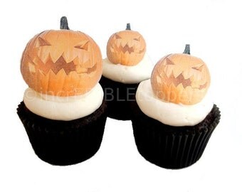 Halloween Decorations for Cakes and Cupcakes - Edible Jack-O-Lanterns, Cupcake Toppers Decorations
