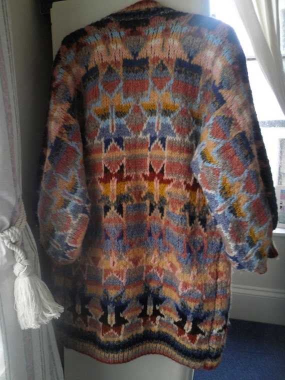 Awesome rare handknit Kaffe Fassett wool outlined star coat