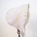 1950's Hand Knit Ivory Fluted Brim Bonnet