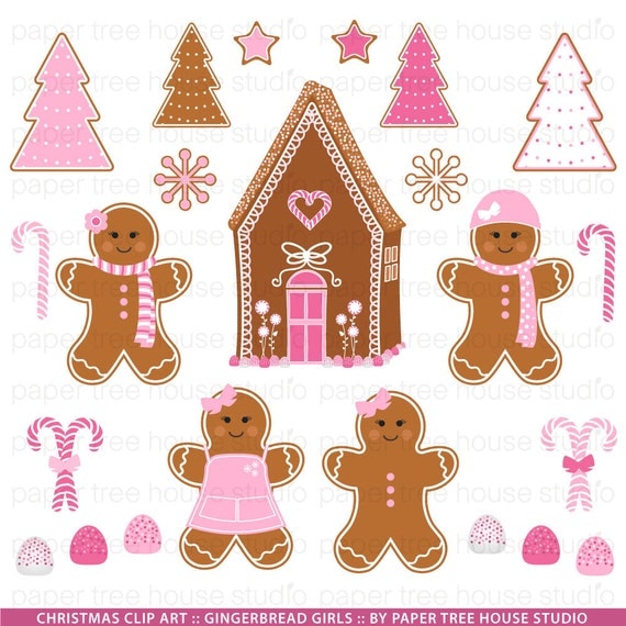 Items Similar To Gingerbread Clip Art. Pink Gingerbread Clipart 