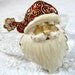 Vintage Christmas Brooch / Pin, Santa Clause, Red White Enamel Rhinestones / Glass Crystals, Gold, 1970s 1980s Holiday Jewelry