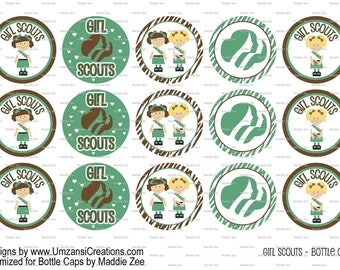 15 Girl Scouts Inspired Digital Download for 1" Bottle Caps (4x6)