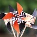 HALLOWEEN SALE Halloween Chevron Orange and Black Pinwheels on Paper Straws set of 4