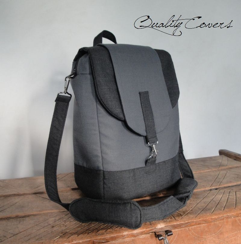 Customizable laptop bag / Dark and Medium gray / Convertible