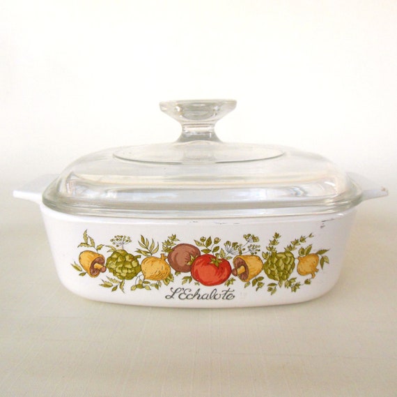 Corningware Spice Life Casserole Dish Glass / Plastic Lids 1