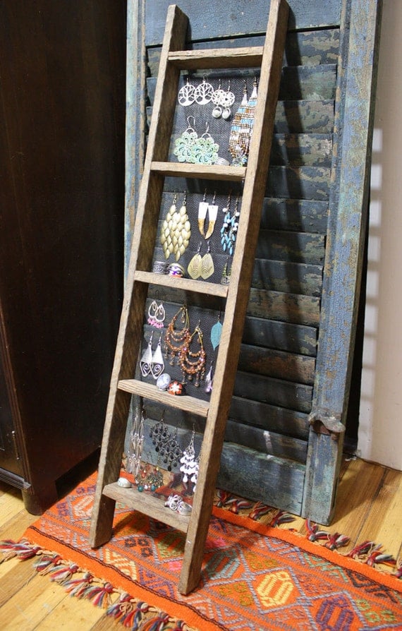 Handmade Ladder Jewelry Display Primitive Unique Jewelry