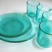 Turquoise or Aquamarine Arcoroc Jardiniere 7 Piece Dish Set
