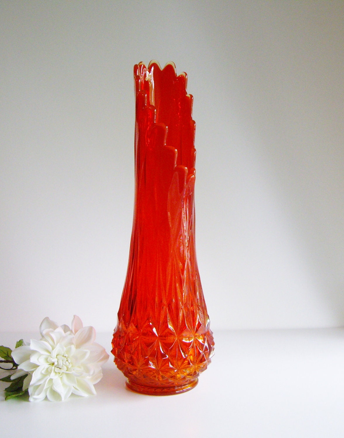 Vintage Vase Mid Centry Modern Large Orange Swung Vase