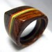 Rasta Wood Ring - Distinct Angled Ridge