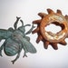 2 Patina Rust Pieces for Mixed Media, Jewelry Art, Display and More - Bee and Sun Swirl